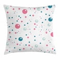 thumbnail image 1 of Abstract Throw Pillow Cushion Cover, Bubble Like Big and Little Polka Dots in Pastel Colors Modern Rounded Design, Decorative Square Accent Pillow Case, 20 X 20 Inches, Blue Pink Silver, by Ambesonne, 1 of 2