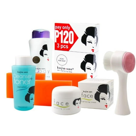 Kojie San Face & Body Complete Whitening !!! - W/ 3 Bars Soap, SPF Body Lotion, Face Cream, Toner, and