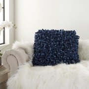 Mina Victory Sofia 20x20 Square Velvet Sponge Finger Throw Pillow in Navy