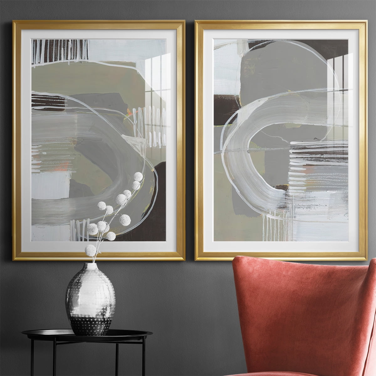 Wexford Home Arching Neutrals I Premium Framed Print, 18.5" x 24.5" - Ready to Hang, Gold (Set of 2)