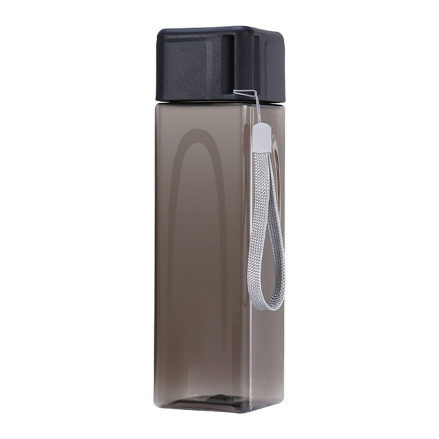 O-055 Black Square Plastic Water Cup 500Ml Minimalist Transparent Everyday Use