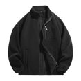 thumbnail image 2 of Heavyweight Fleece Lined Jacket Men Long Sleeve Casual Stand Collar Zip Up Jackets with Pockets Winter Warm Coat Outerwear, 2 of 5