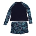 thumbnail image 2 of Traje de baño de dos piezas para mujer, de fibra de poliéster, de manga larga, con estampado de hojas, traje de baño para surfear, para piscina y playa, 2 of 15