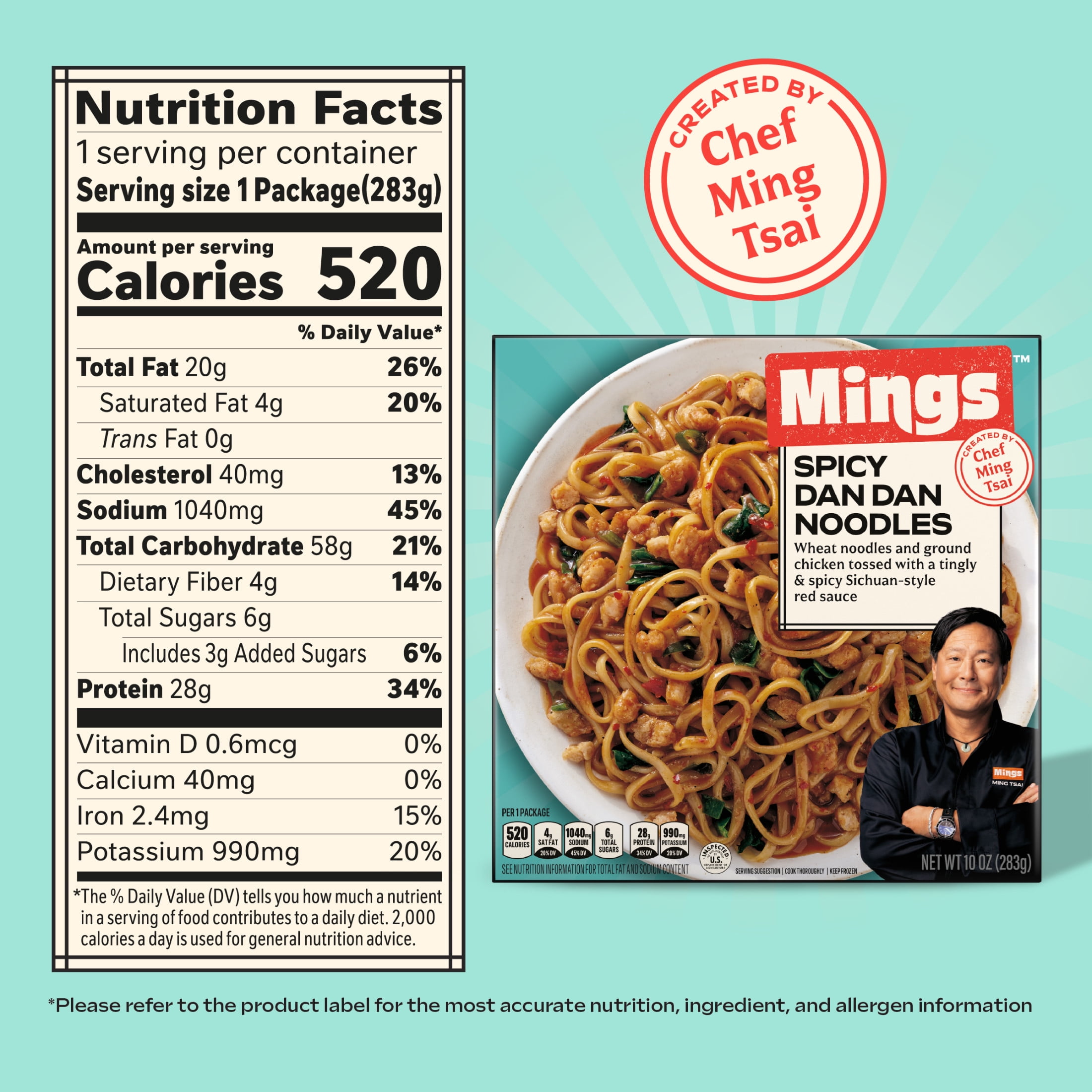 Mings Frozen Asian Noodles Spicy Dan Dan Microwave Meal, 10 oz (Frozen)