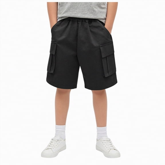 Kogui Boys Graphic Shorts Boys' Golf Play Shorts Elastic Closure Lightweight & Stretchy Size 11-12 (Black,11-12 Years)