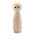 thumbnail image 2 of Tachiuwa 4xWood Figures Smooth Surface Blank Wooden Peg Doll for Decor Desk Holidays 7cmx1.8cm Round Girl Red Lips 4 Pcs, 2 of 10