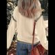 thumbnail image 4 of Suéteres para Mujer, Cuello Redondo Liso, Corte Holgado, Larga, Punto en Contraste, Jersey, Tops Albaricoque S, 4 of 7