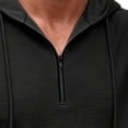 thumbnail image 6 of ZVNAΖH Men's Waffle Knit Hoodie, Quarter Zip Pullover with Drawstring Hood, Long Sleeve Casual Lightweight Top, Fall Winter, S-3XL, 6 of 6