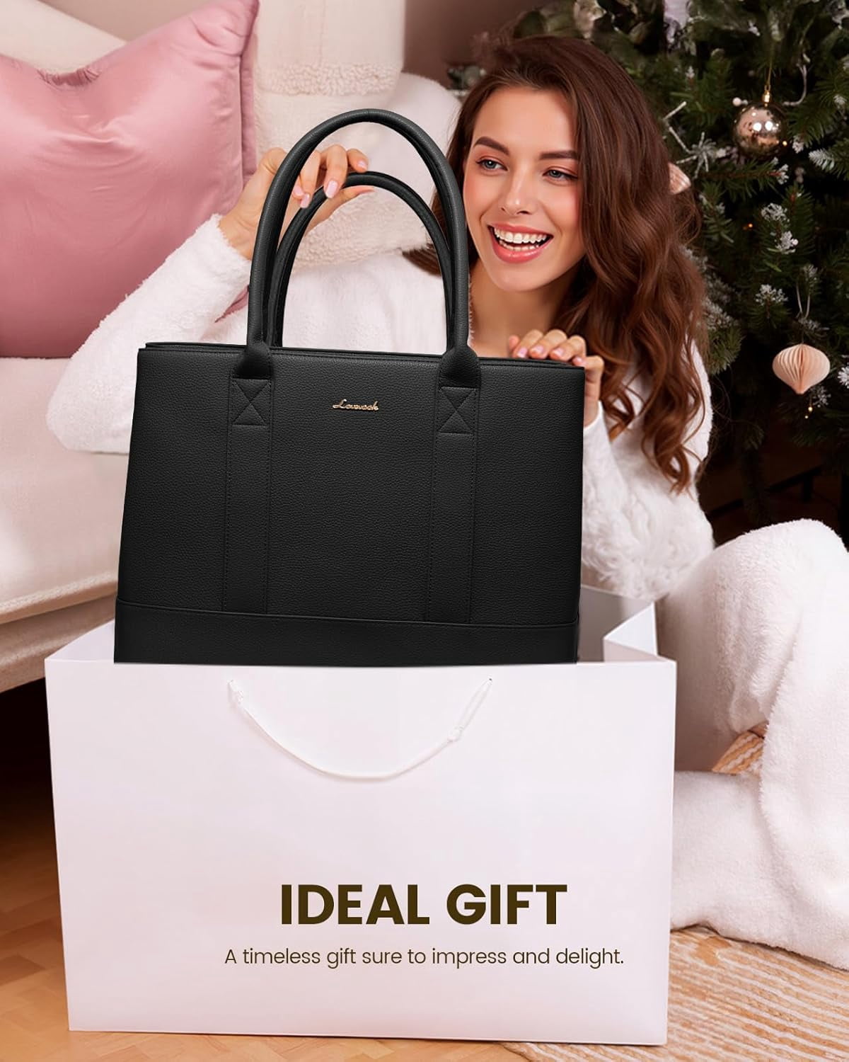 LOVEVOOK Laptop Bag for Women, Computer Work Tote Bag, Business Shoulder Handbag, Office Briefcase for Gift, Travel, Teacher