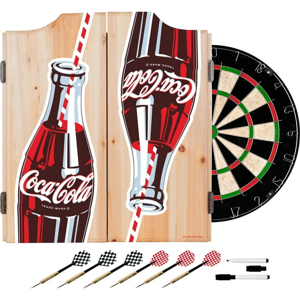 Coke Dart Cabinet Set With Darts And Board Coca Cola Twin Bottles With Straw Bottle Art Walmart Com Walmart Com