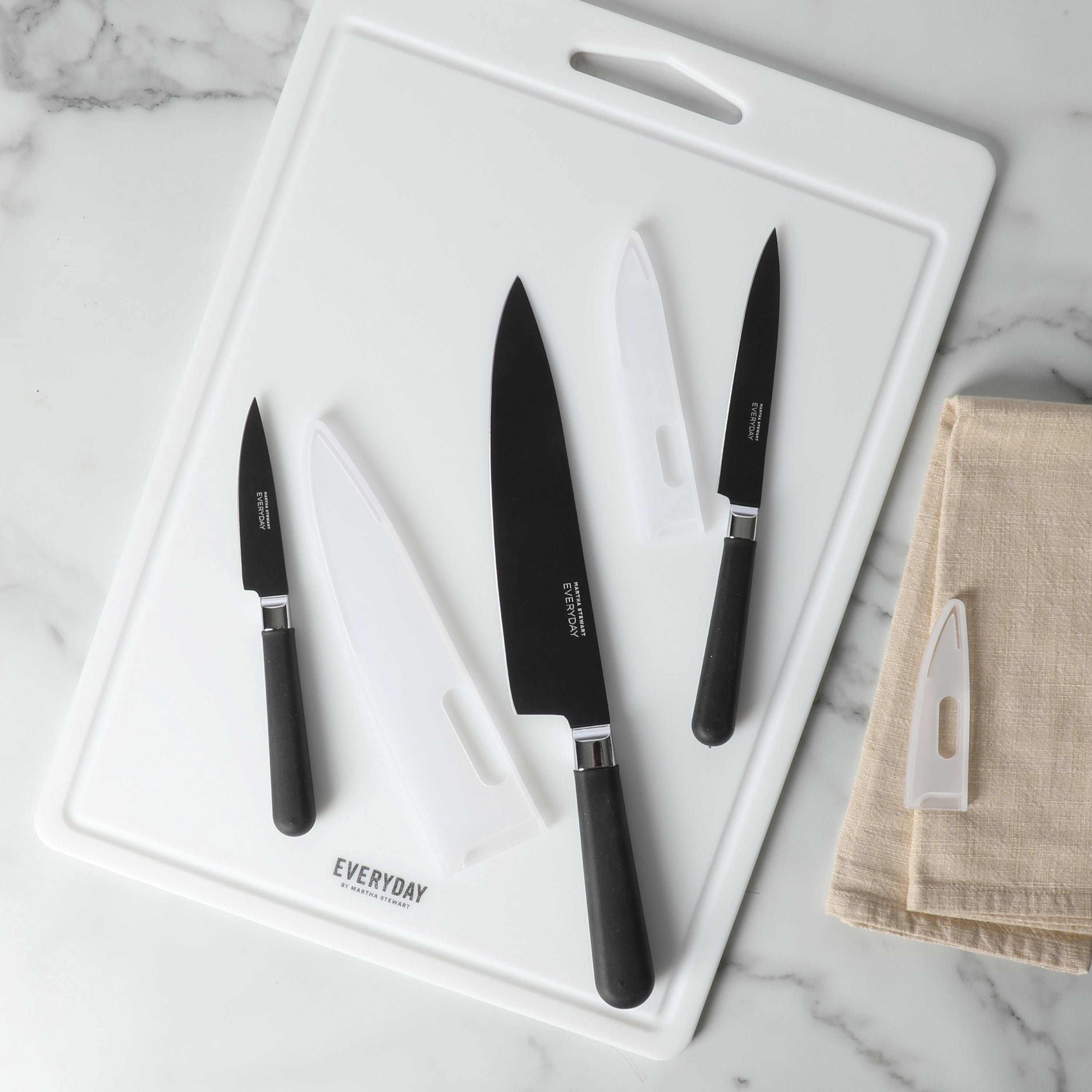 Martha Stewart 18" x 13" Plastic Cutting Boards Set for Kitchen, White