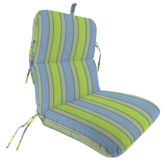 Jordan Manufacturing Sunbrella 45" x 22" Bravada Limelight Multicolor Stripe Rectangular Outdoor Chair Cushion with Ties and Hanger Loop