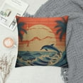 thumbnail image 2 of GOSMITH  Seascape Pillowcase Dolphins Surf Ocean Fish Nature Sea Wave Sun Curve Jump Vintage Tree Throw Pillow Cover Cushion Decorative for Living Room Outdoor, 2 of 5