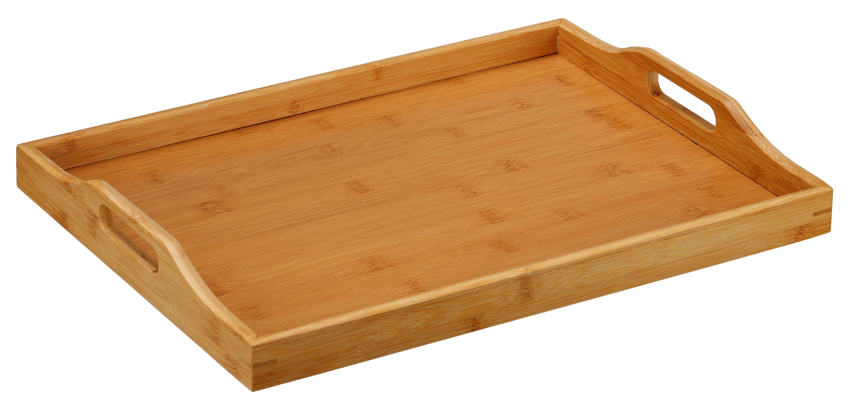 Cortesi Home Alex Natural Bamboo Butler Serving Tray Table with Handles