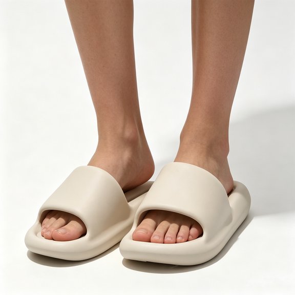Women's Bathroom Slides Quick Dry Non Slip Shower Shoes Thick Sole EVA Sandals with Arch Support Lightweight Home Slippers for Pool Gym Spa Beach Vacation (Khaki, 40)
