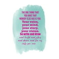 thumbnail image 1 of That Nobody Else has is You Your Voice Your Mind Motivating Quote Decal Wall Art Sticker Designs Vinyl Stickers For Home House Walls Rooms Windows Bedroom Decoration Size (12x12 inch), 1 of 3