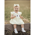 thumbnail image 6 of BemeyourBBs Newborn Baby Girl Bee Romper Dress Summer 2 Piece Outfit Sleeveless Bumble Bee Themed Plaid Tutu Dress Bow Headband Set, 6 of 9