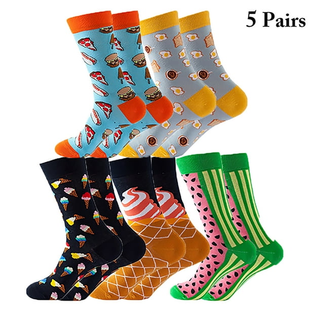 Women Socks Funny Fashion 5 Pairs Cotton Silly Printed Funky Socks