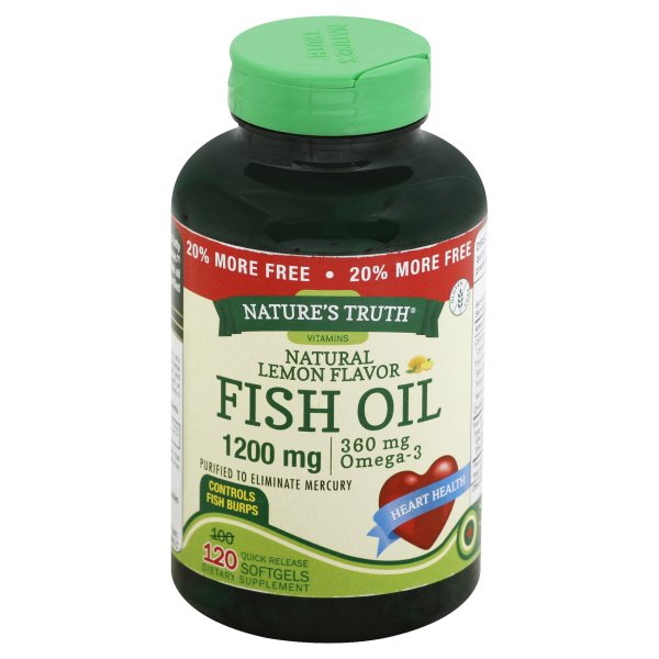 Nature's Truth Natural Lemon Fish Oil Omega-3 Capsules, 1200 mg, 120 ...