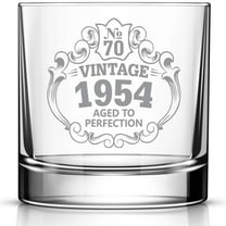 70th Birthday Engraved Whiskey Glass, Custom Engraved Rocks Glass, Vintage 1954 Aged to Perfection 11oz Old Fashioned Cocktail Glass