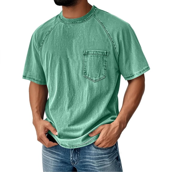Guluxicc T Shirts for Men V-Neck Short Sleeve Shirts with Pocket Classic Fit Summer Casual Outfit