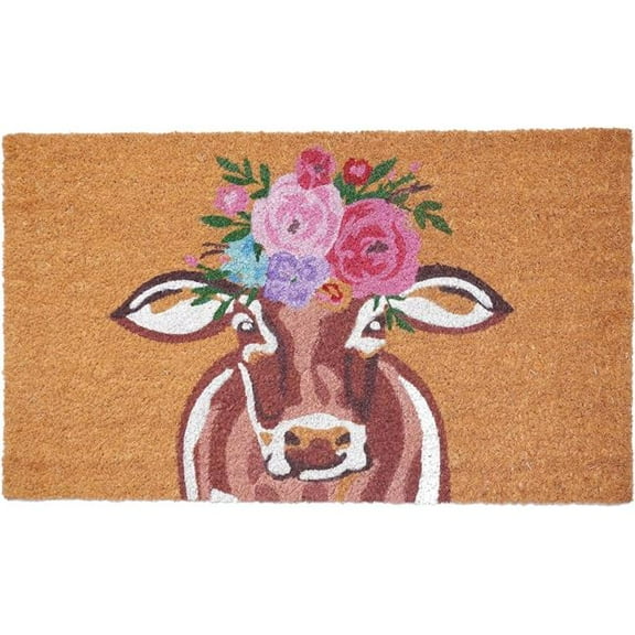17 x 29 in. Sassy Cow Doormat - Natural & Black