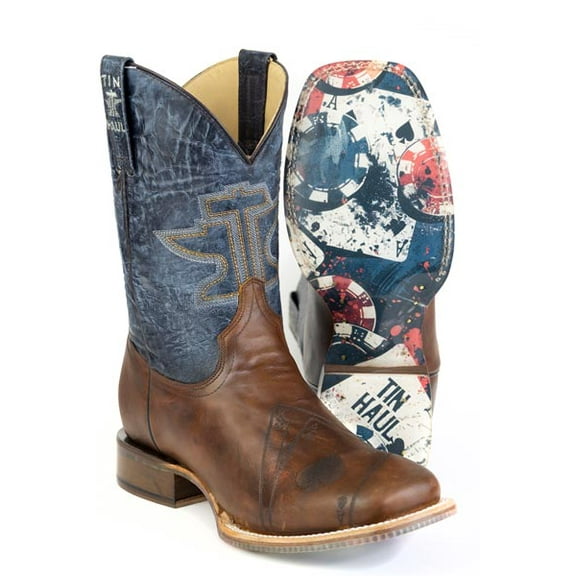 Men's Tin Haul Dealers Choice Boots with Ace of Spades Sole Handcrafted Brown