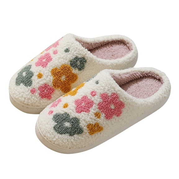 Yuanlong Womens Slippers Floral Pattern Comfortable Winter Slippers Classic Soft Warm Daily Home Footwear