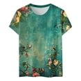 thumbnail image 4 of Puntoco Liquidación de blusas cortas para mujer Blusas estampadas de moda para mujer Camiseta de manga corta Cuello redondo, 4 of 4