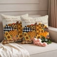 thumbnail image 2 of Fall Pumpkins Outdoor Waterproof Pillow Covers, Thanksgiving Autumn Sunflowers Vintage Plaid Decorative Square Throw Pillowcase Sofa Cushion Sham for Patio/Couch/Chair, 16"x16" 2 Pack, 2 of 8