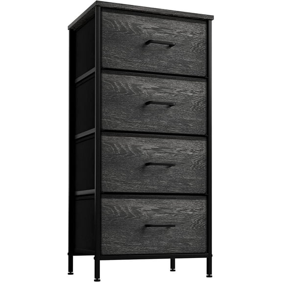 Sorbus Dresser with 4 Faux Wood Drawers - Tall Storage Unit Organizer Tower for Clothes - Bedroom, Hallway, Living Room, Closet, & Dorm Chest Furniture - Steel Frame, Wood Top, Easy Pull Fabric Bins