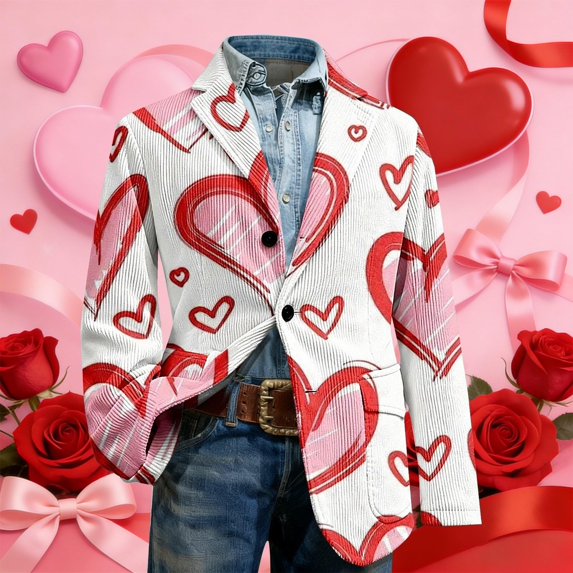 Women Blazer Jackets Boyfriend Open Front Lapel Collar Business Work Office Suit Jackets Long Sleeve Suit Coat Valentines Day Suit