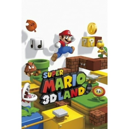Nintendo Super Mario 3D Land Video Game Cover Art Gaming Poster 24x36 Inch