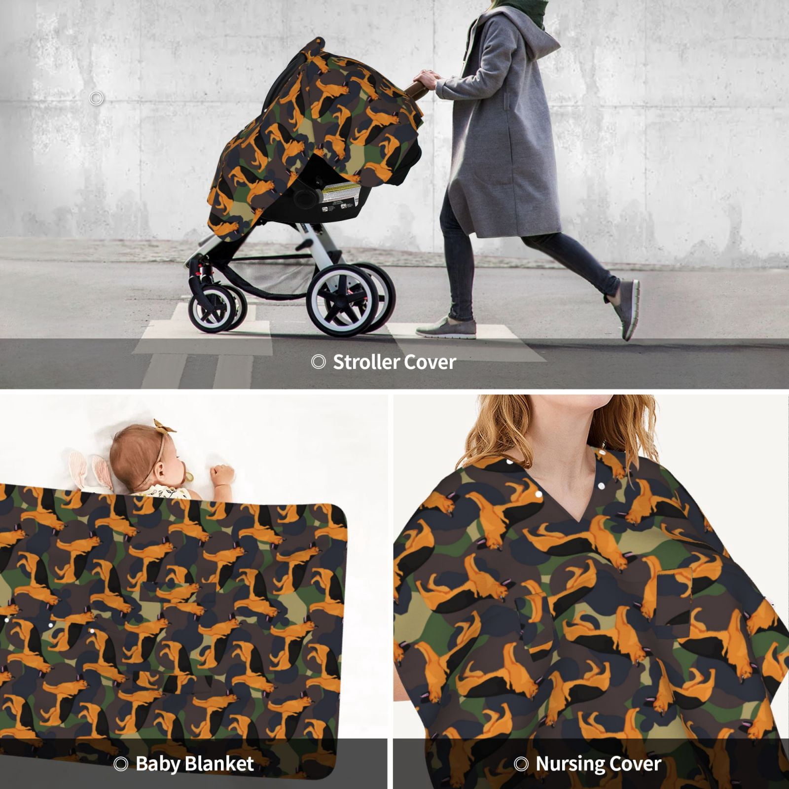 Car Seat Cover Baby - German Shepherd Dog No.1006 Breathable Infant Car Seat Cover for Baby Carseat, Lightweight Comfort Baby Essentials Must Haves Newborn Stuff for Girl Boy
