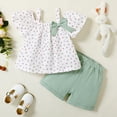 thumbnail image 3 of 3T Baby Girls Clothes 4T Girls 2PCS Summer Outfits Set Toddler Girls Short Sleeve Top Shorts Set White, 3 of 9