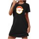 thumbnail image 2 of Camisón corto navideño para mujer, talla grande, cuello redondo, manga corta, estampado en el pecho, vestido de noche para mujer, 2 of 3