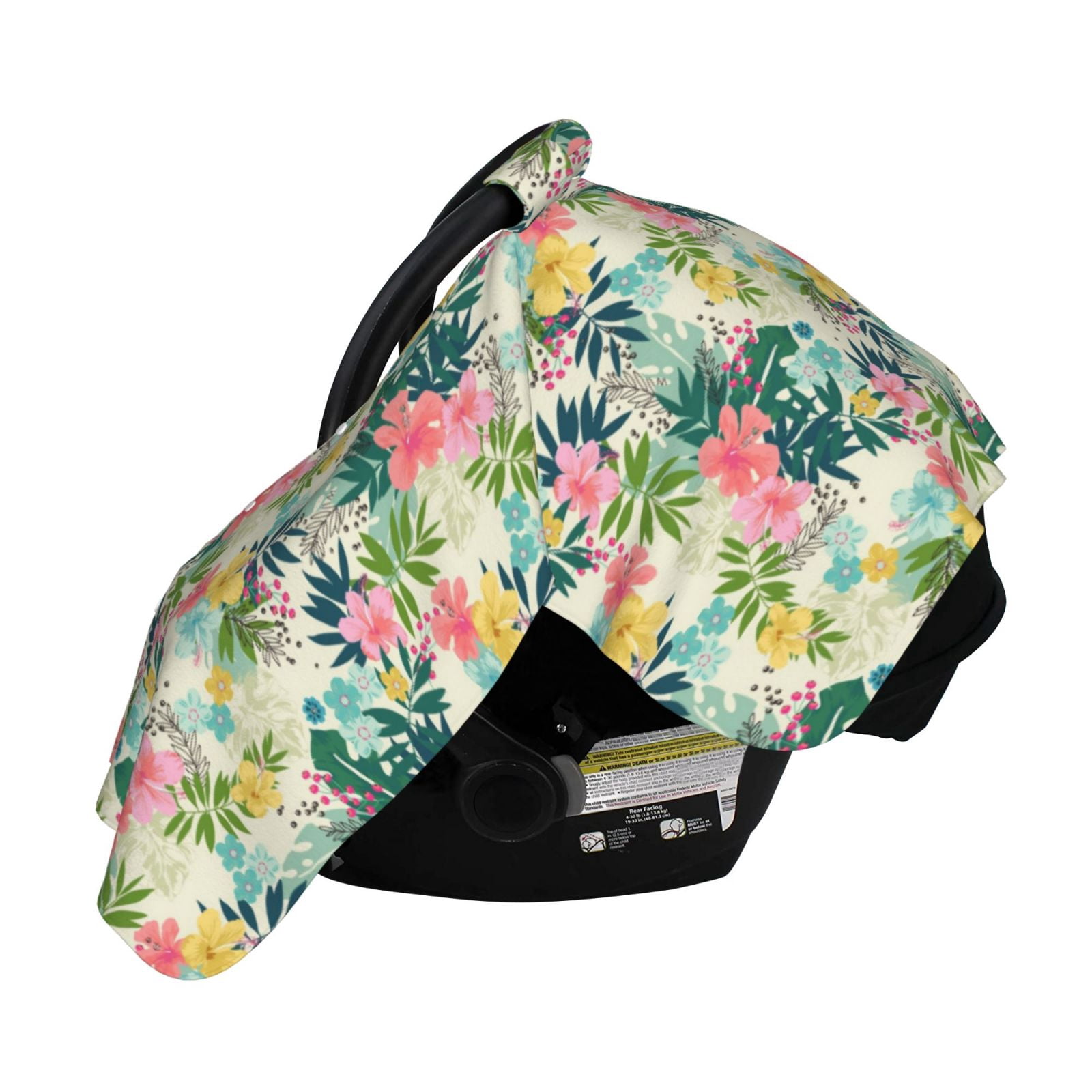 Naloa Tropical Flowers Baby Car Seat Cover, Breathable Baby Carrier Cover, Multiuse Baby Carrier Cover & Nursing Breastfeeding Cover