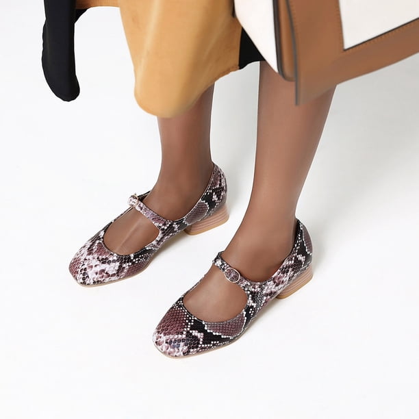 Sandalias de verano para mujer de tacón bajo de cuero con patrón de serpiente artificial a la moda Wmkox8yii shkj752