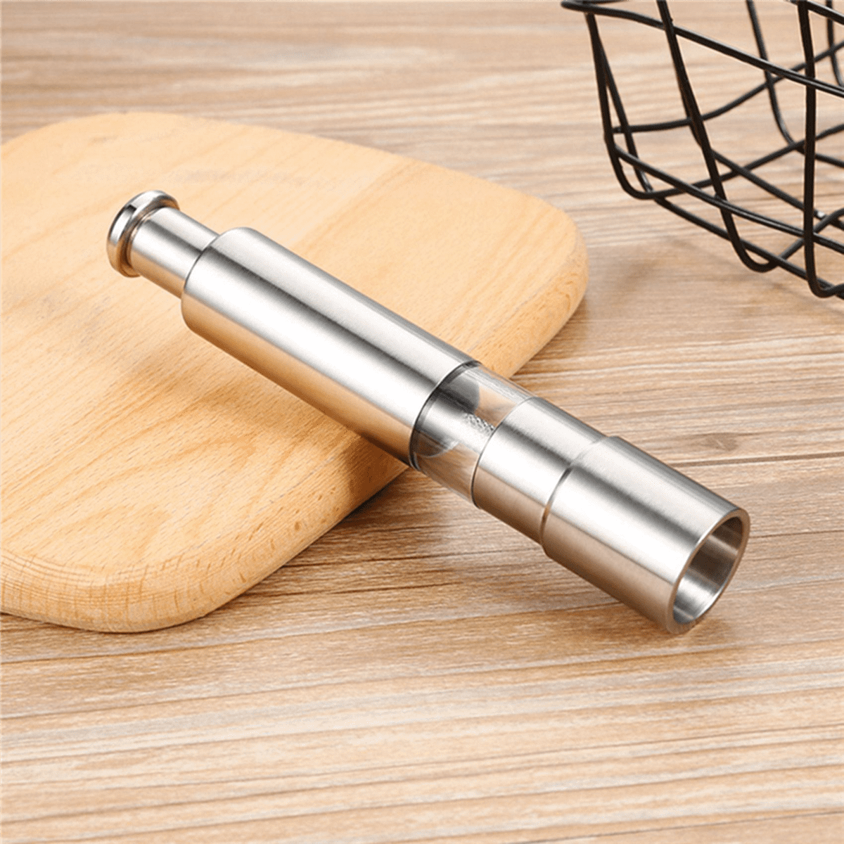2X Manual Salt and Pepper Grinder Set Thumb Push Pepper Mill Stainless Steel Spice Sauce Grinders with Metal Holder