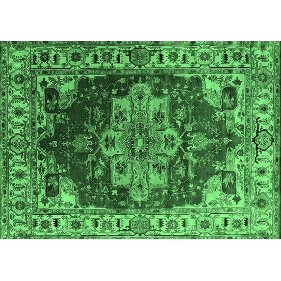 Ahgly Company Indoor Rectangle Persian Emerald Green Traditional Area Rugs, 5' x 7'
