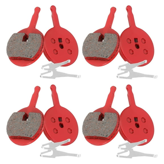 4set Disc Brake Pad 0.94" x 1.46" Semi-Metallic Resin Bike Brake Pads with Spring for BB7 M355 M446 M640 Mountain Road Bikes, Red