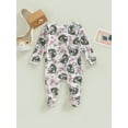 thumbnail image 4 of Bagilaanoe Newborn Baby Girl Boys Footed Jumpsuit Print Long Sleeve Bodysuit 3M 6M 12M 18M Infant One Piece Romper, 4 of 9