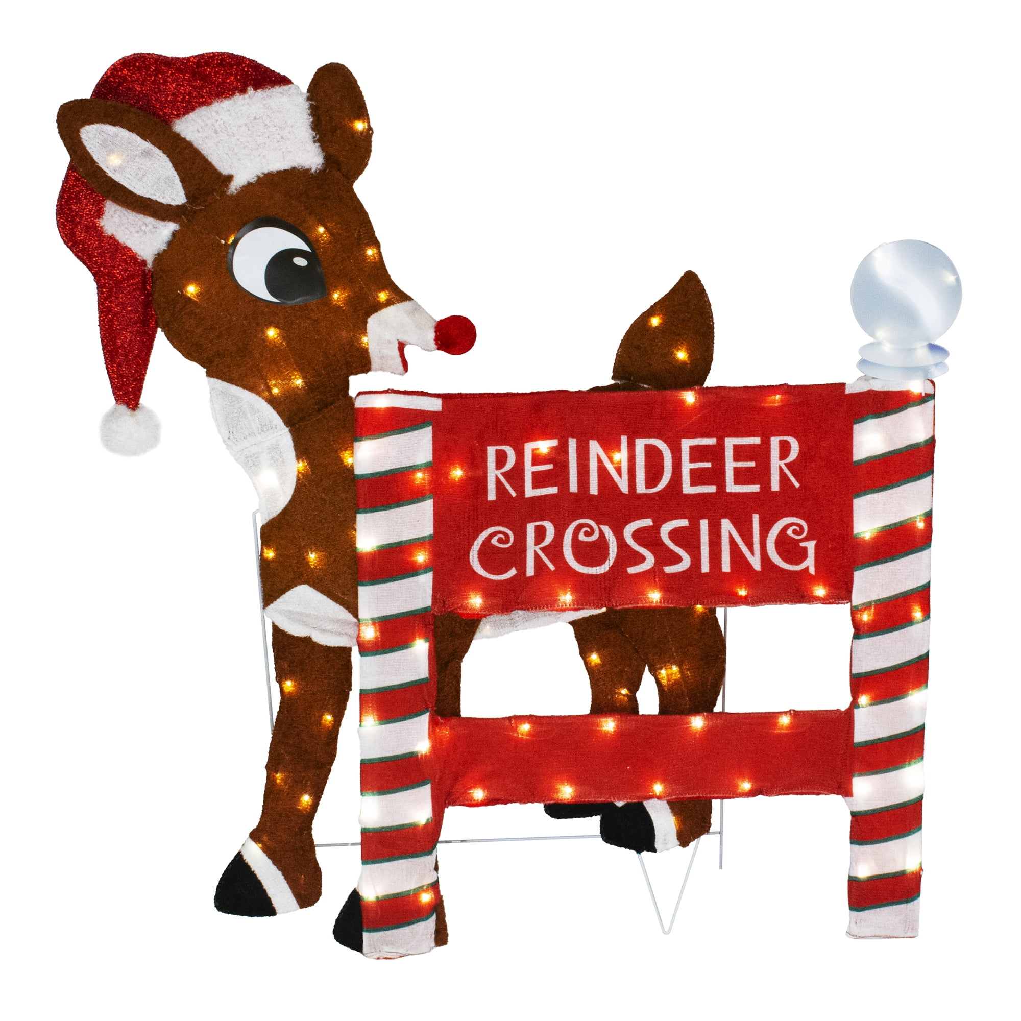 36" LED Lighted Rudolph Reindeer Crossing Outdoor Christmas Sign