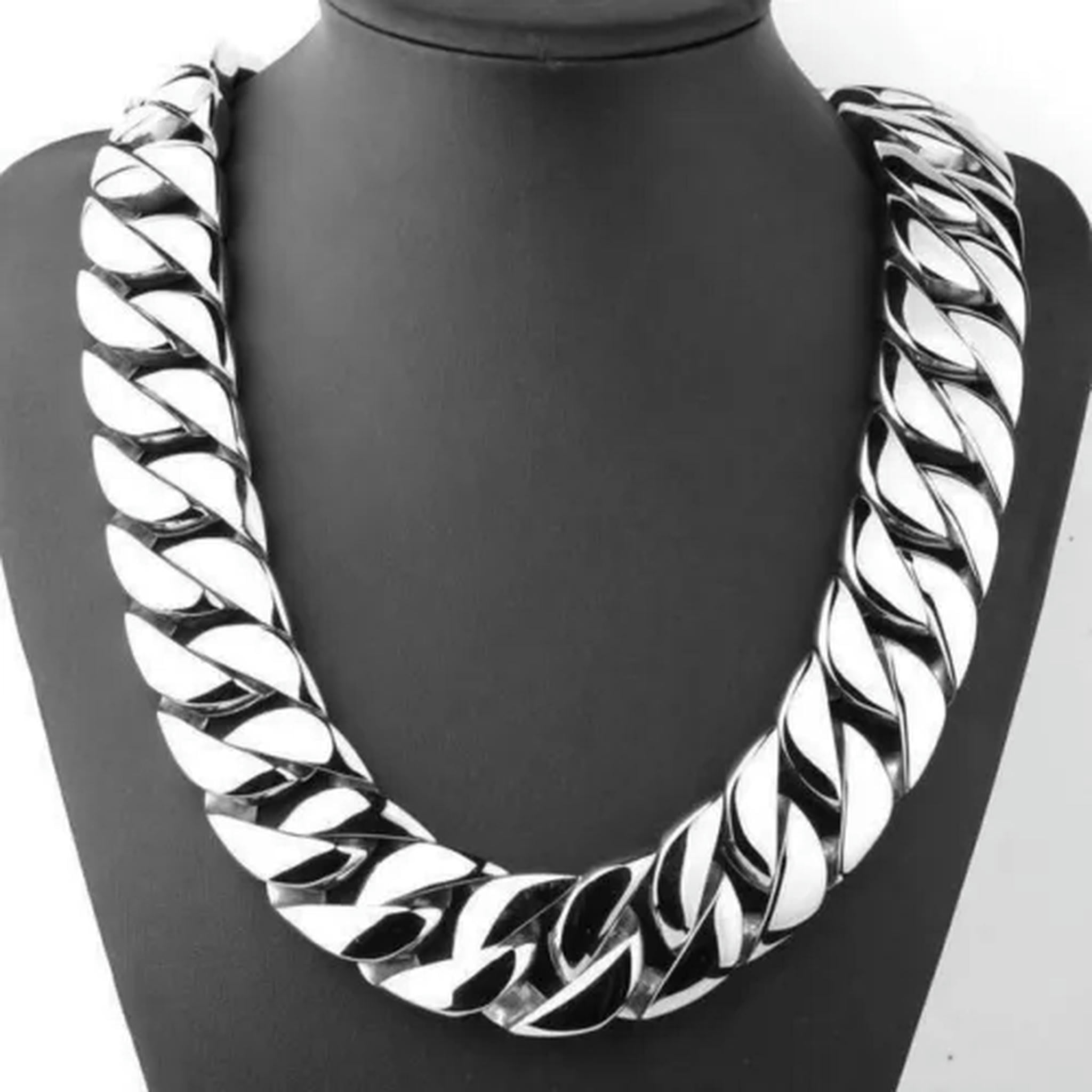 Heavy Big 24mm/32mm Silver Color/Gold Plated Cuban Link Chain Necklace Jewelry