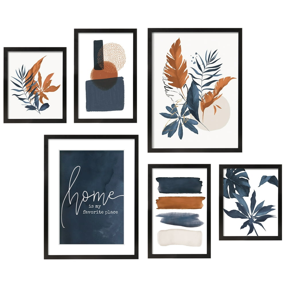 ArtbyHannah 6 Pack Black Gallery Wall Picture Frame Set, Abstract Framed Gallery Wall Art Decor