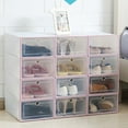 thumbnail image 6 of HEVIRGO 4Pcs Shoe Holder Transparent Lightweight PP Clear Plastic Stackable Shoe Organizer for Home, 6 of 8