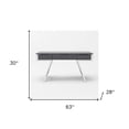 thumbnail image 6 of HomeRoots 482422 30 x 63 x 28 in. Gray & Chrome Rectangular Writing Desk with Three Drawers, 6 of 7