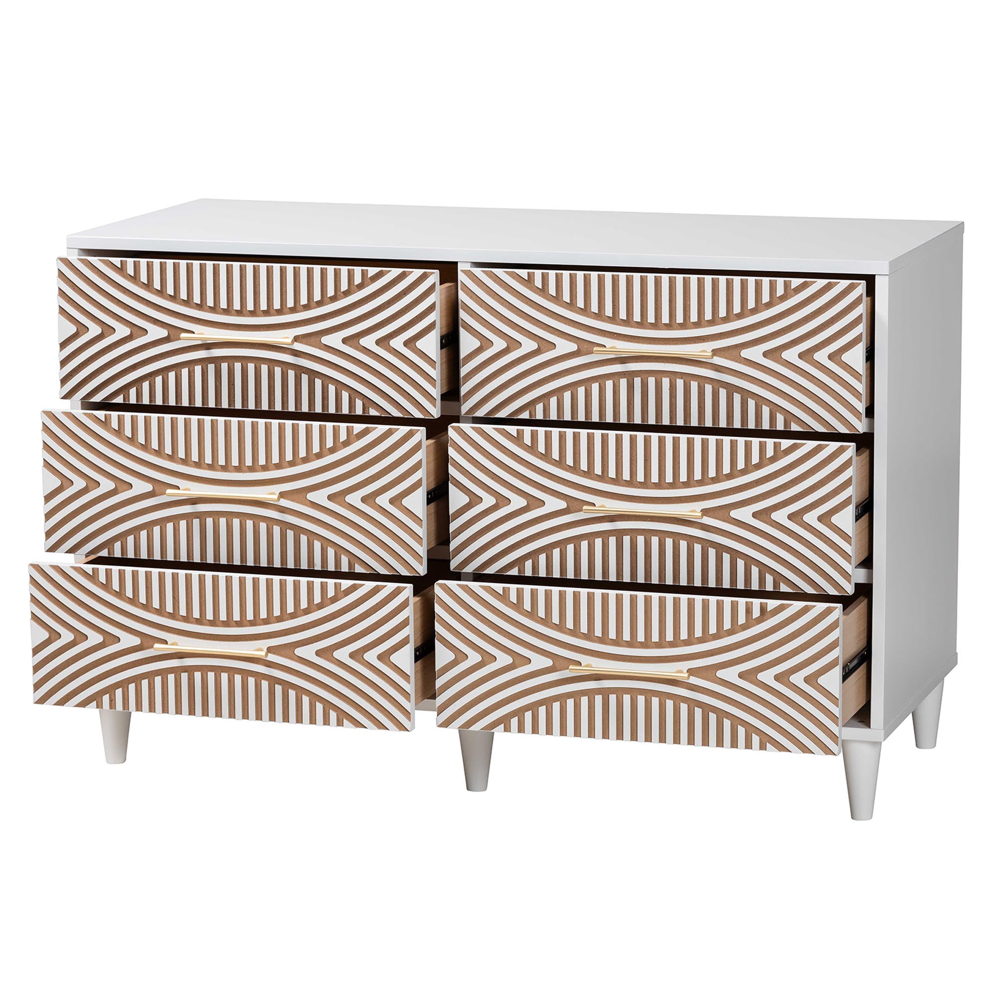 Baxton Studio Louetta Coastal Dresser, 6-Drawer, White