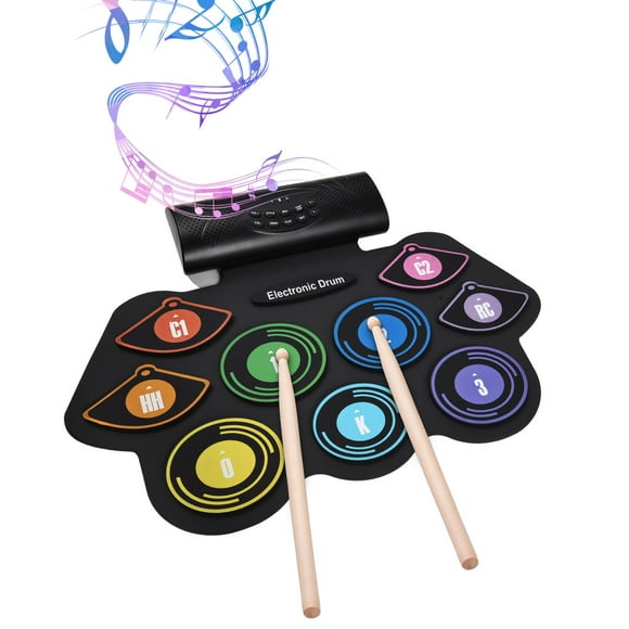 drum,Built-in Stereo With Drum Pad Pedal Birthday Pad 9 Pads Built-in Pad Drum Kit Set 9 Pads Stereo With Drumsticks With Drumsticks Pedal Drum Set Hand Roll Drum Set Hand Roll Pads Built-in Stereo