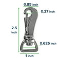 thumbnail image 2 of Shark Fin Snap Hooks - 360 Degree Swivel Snap Hook Attachment - Extended Fin - 1-Inch & 5/8-Inch Sizes - Black & Polished Nickel Color Options - Sporting, Fitness, Marine & Utility Use, 2 of 2